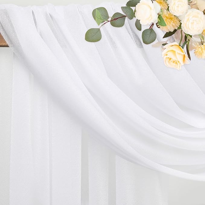 Wokceer White Wedding Arch Draping Fabric Backdrop 28.7" X 20FT Sheer Drapes - Image 3