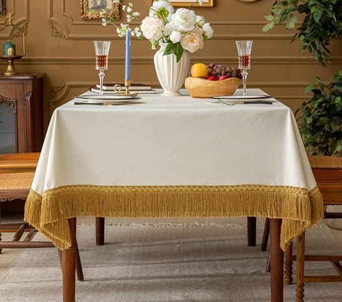 F-CHU White Tablecloth Thickset Velvet Tablecloth - Image 7