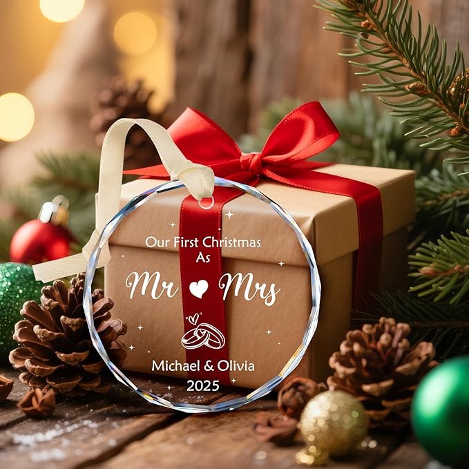 Our First Christmas As Mr & Mrs Ornament 2025, Personalized Christmas Ornaments - Image 6
