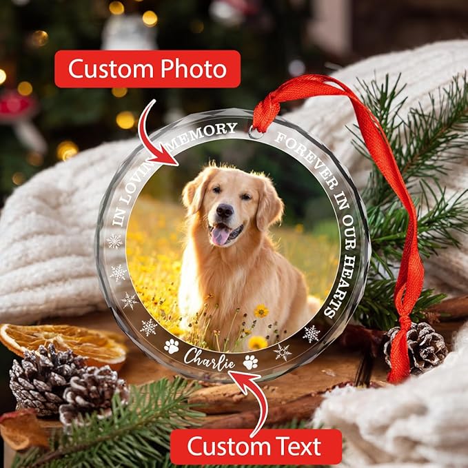 Personalized Dog Memorial Glass Ornaments, Pet Sympathy Gifts, Pet Remembrance - Image 3
