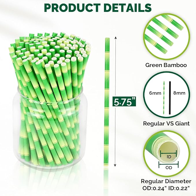 5.75 inch Short Bamboo Paper Straws & Stirrers - Image 2