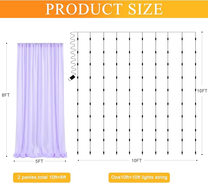 Fomcet Lavender Tulle Backdrop Curtains - Image 2
