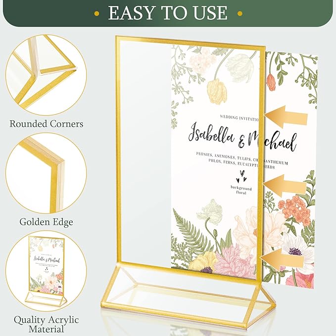 24 Pack Gold Picture Frames 4 x 6 Inch Clear Acrylic Sign Holders Double Sided - Image 3