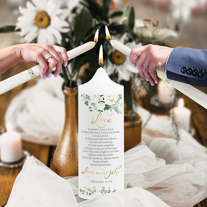 3 Unity Floral Candles for Wedding Ceremony Set - Image 2