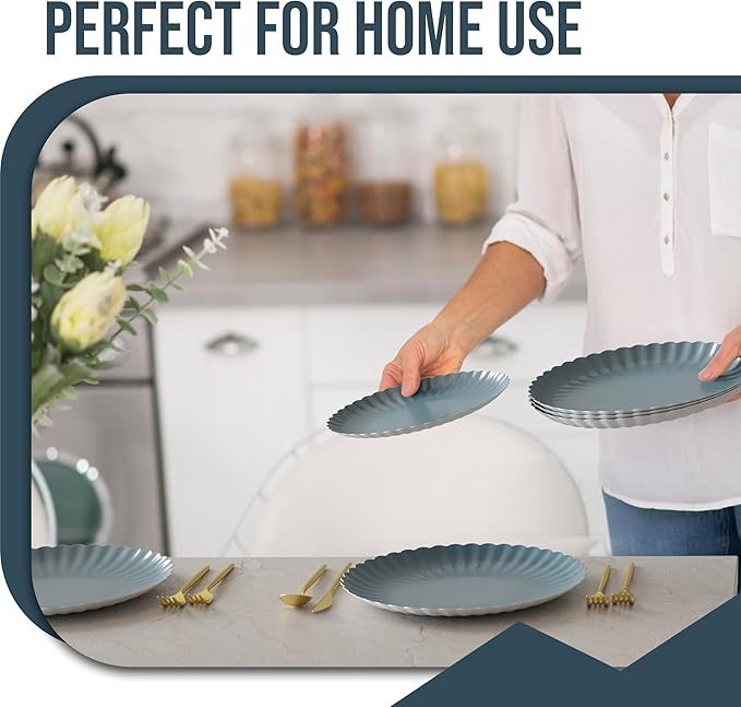 Trendables Scalloped Paper Plates 8.5 Inch & 10.5 Inch 40 Pcs Dinner Plate Set - Image 7