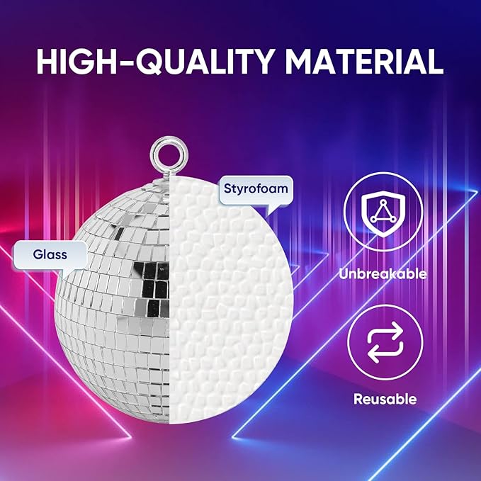 Mirror Disco Ball, 6 inch Mirror Ball Silver Disco Party Stage Lightning Balls - Image 5