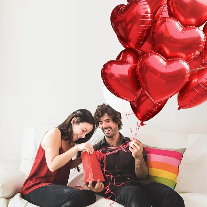 TONIFUL 15Pcs 18 Inch Red Heart Balloons Valentine’s Day Heart Shape Foil Mylar - Image 6