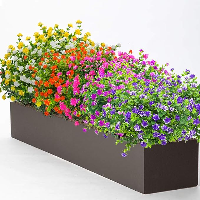 10 Bundles Artificial Fake Flowers, Faux Outdoor Plastic Plants UV Resistant - Image 7