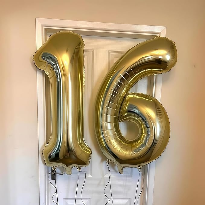 Champagne Gold 1 Balloon, 40 Inch Light Gold Number 1 Balloon Big Foil Mylar - Image 3