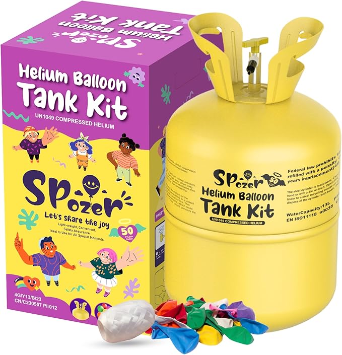 13L Portable Helium Tank for Balloons at Home, Helium Balloon Pump Kit by SPOZER