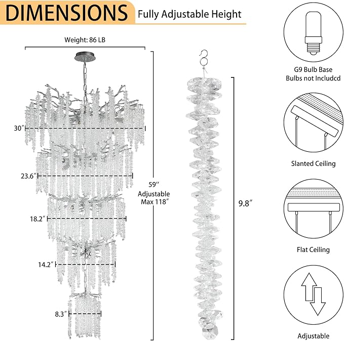 YUYI 118'' Modern Crystal Chandelier, Large Tree Branch Chandeliers - Image 2