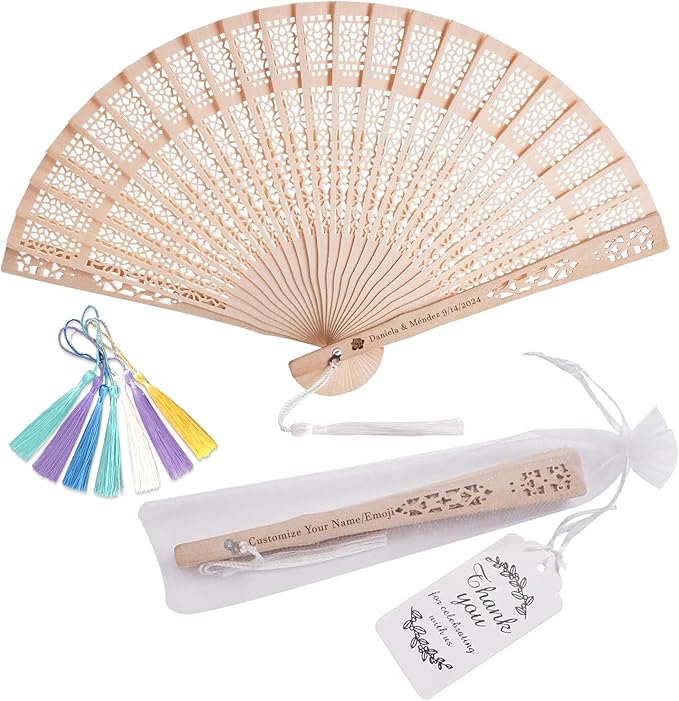 30Pcs Custom Wedding Fans for Guests by Overket