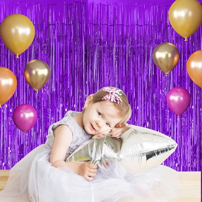 BEISHIDA 4 Pcs Purple Door Streamers Tinsel Curtain Party Streamers Backdrop - Image 6