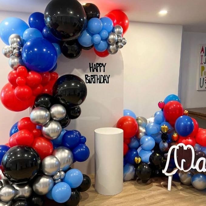 FunHot Red and Blue Balloons, 12 Inch Metallic Silver Latex Balloon Helium Blue - Image 5