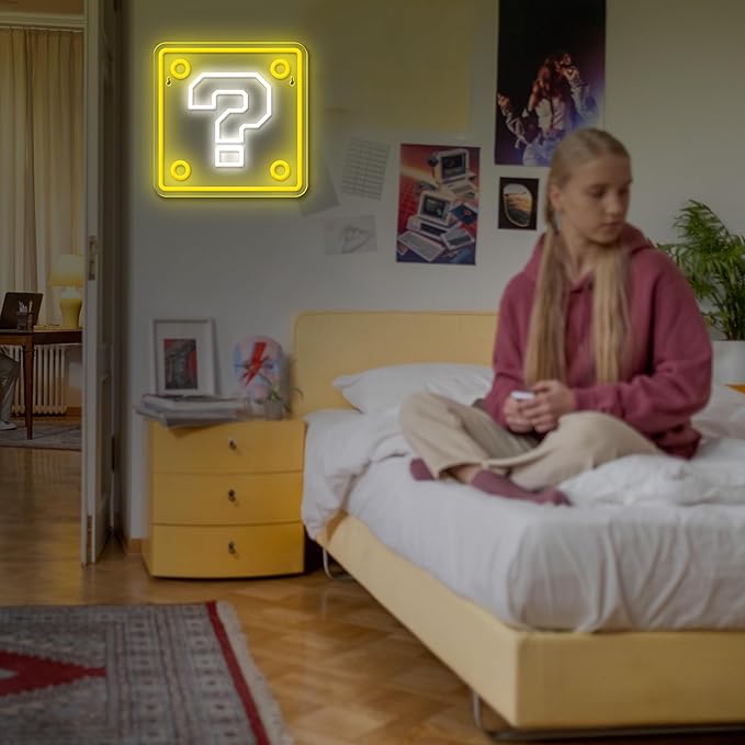 Question Block Neon Sign, Question Square Led Mario Neon Light USB Powered Led - Image 7