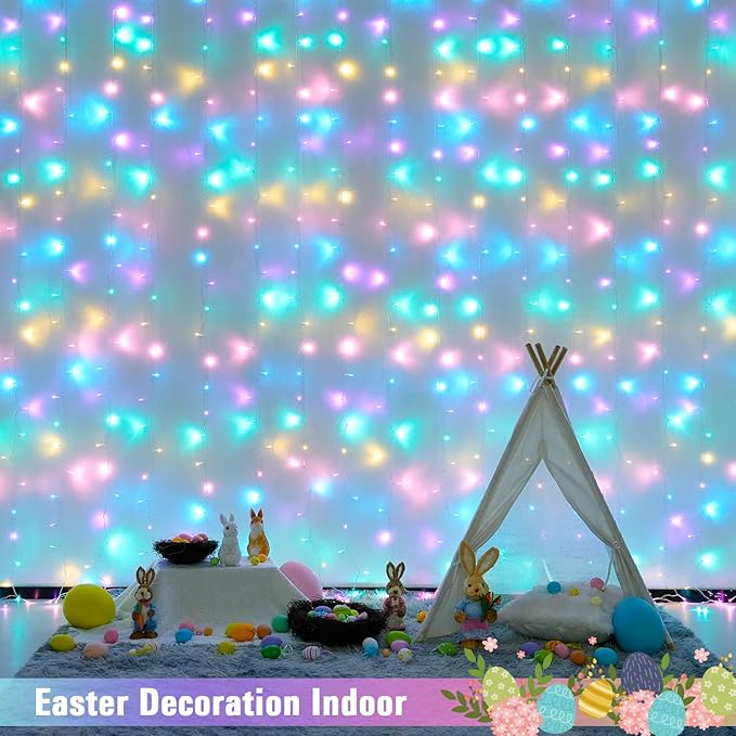 JMEXSUSS 300LED Easter Decorations Curtain Lights - Image 7