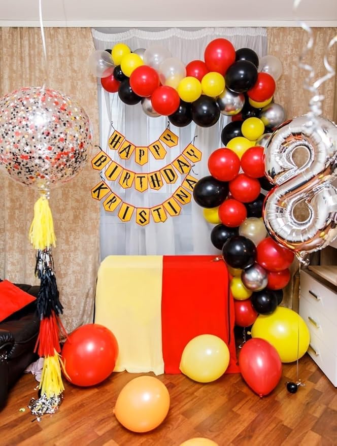 Orange Red Yellow Black Balloons, 12 Inch Colorful Latex Balloons - Image 6