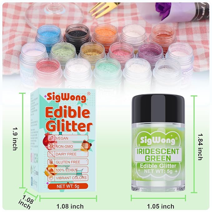 Iridescent Green Edible Glitter - 5g Food Grade Cake Decorating Shimmering - Image 6