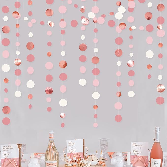 Rose Gold Party Decorations Dusty Pink Circle Dots Garland Blush Pink Hanging by pinkblume