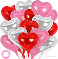 24 Pcs Red Pink Silver Heart Balloons, 18 inch Heart Foil Balloons Love by YOTHORN