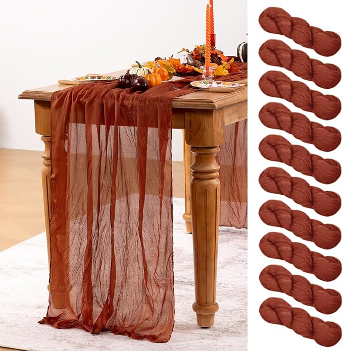 Terracotta Cheesecloth Table Runner 10 Pack Fall Burnt Orange Cheese Cloth by DeZerlor