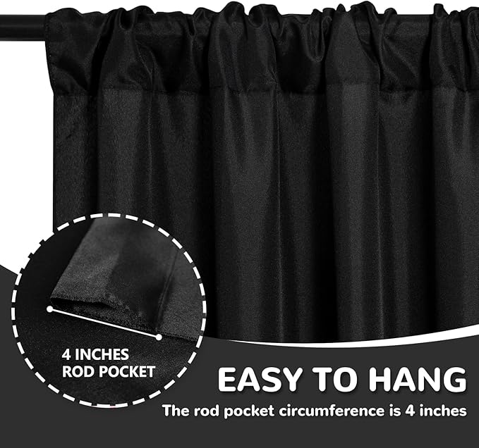 MEETSKY 6 Panels Black Backdrop Curtain - Image 3