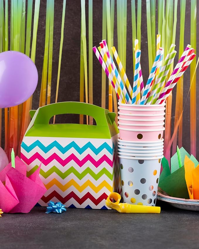 qiqee 200-pack Multi Stripe Rainbow Drinking Paper Straws Disposable Straws Bulk - Image 6