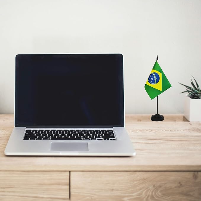 2 Pack Brazil Desk Flag Set, Brazilian Desktop Small Miniature Table Office Flag - Image 5