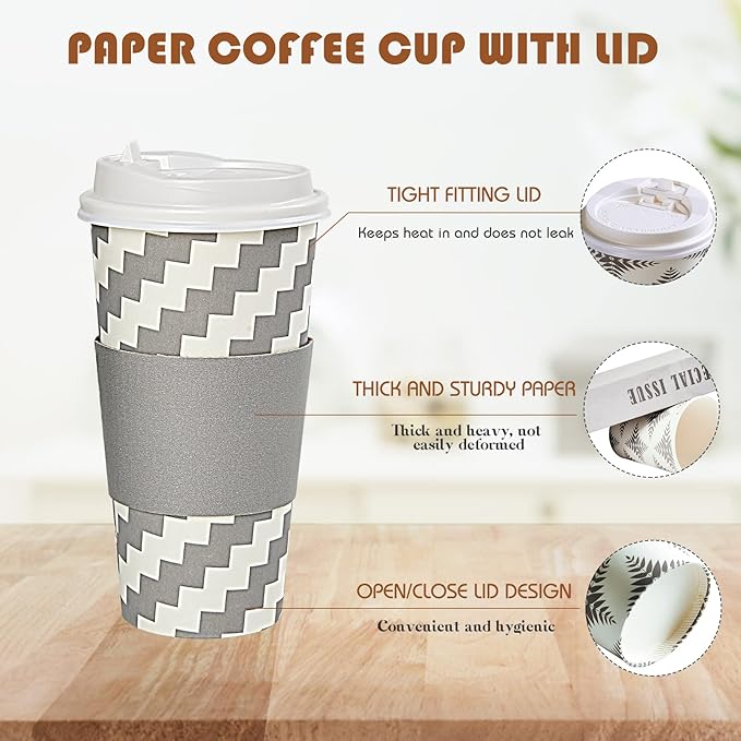 LITOPAK 100 Pack 20 oz Paper Coffee Cups - Image 4