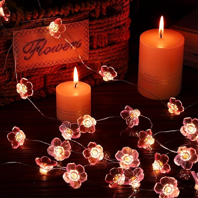 Pink Fairy Cherry Blossom Flower String Lights - Image 2