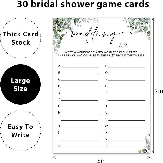 Eucalyptus Bridal Shower Game Cards - Image 2