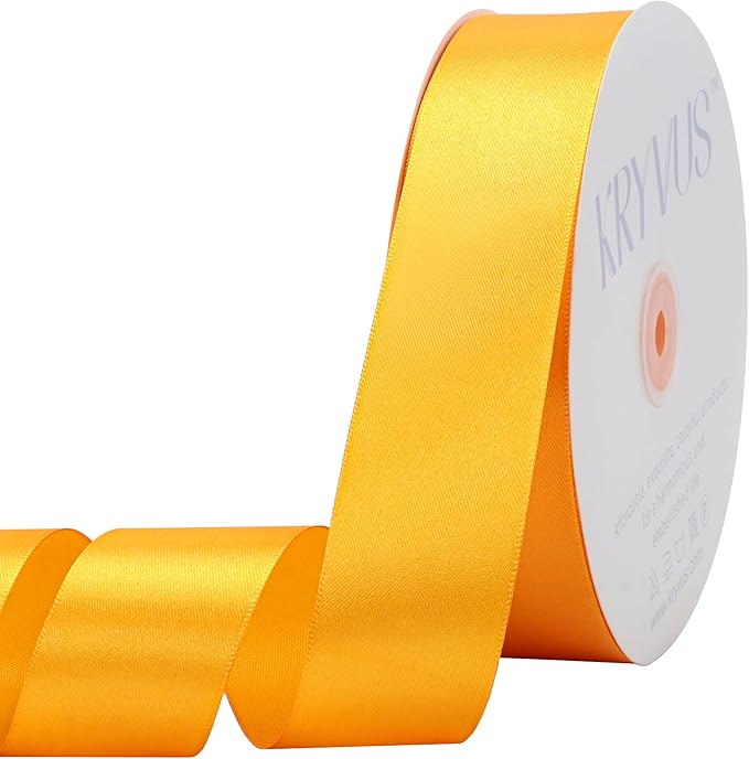 Yellow Satin Ribbon 1-1/2 inch X Continuous 100 Yards, Single Face Polyester by Kryvusribbon
