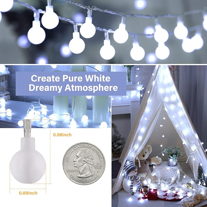 Minetom 66 Feet 200 Led Globe Ball String Lights - Image 4