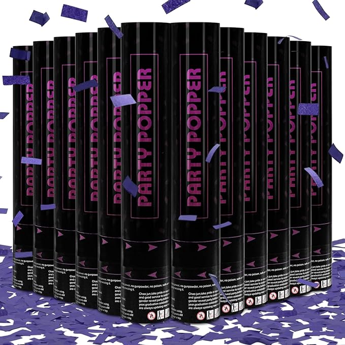 Confetti Poppers Purple Confetti Cannon 12 Pack Party Poppers Biodegradable12 by PEMUISE