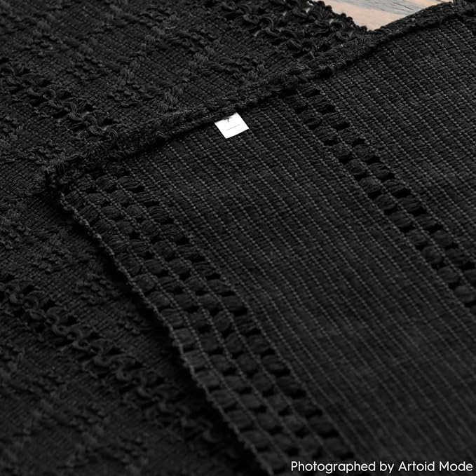 Artoid Mode Black Farmhouse Woven Rustic Hollow Table Runner, Seasonal Holiday - Image 5