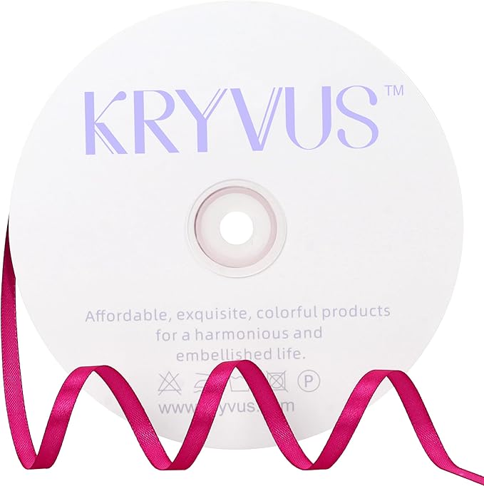 Rose Red Satin Ribbon 1/4 inch X Continuous 100 Yards, Single Face Polyester by Kryvusribbon