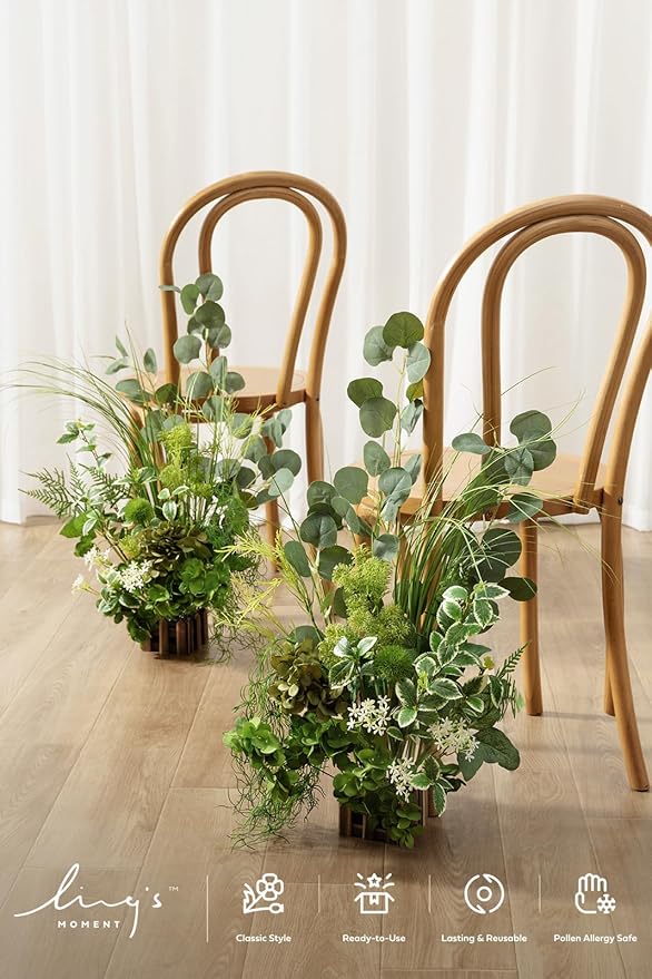 Ling's moment 17.5" Tall Free-Standing Artificial Flowers Arrangements 4 pcs - Image 2
