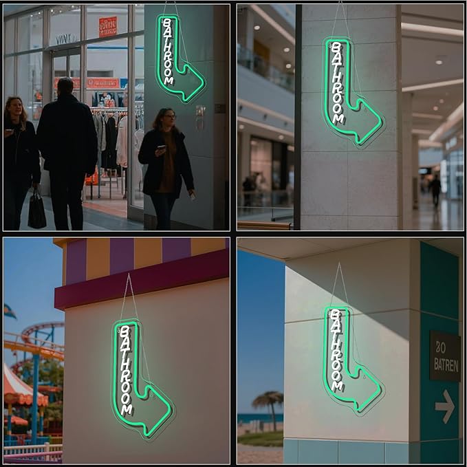 Looklight Bathroom Arrow Neon Signs - Image 5