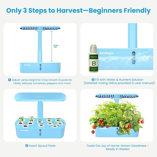 Sainlogic Hydroponics Growing System Kit, 12 Pods Watering Planter, Smart - Image 5
