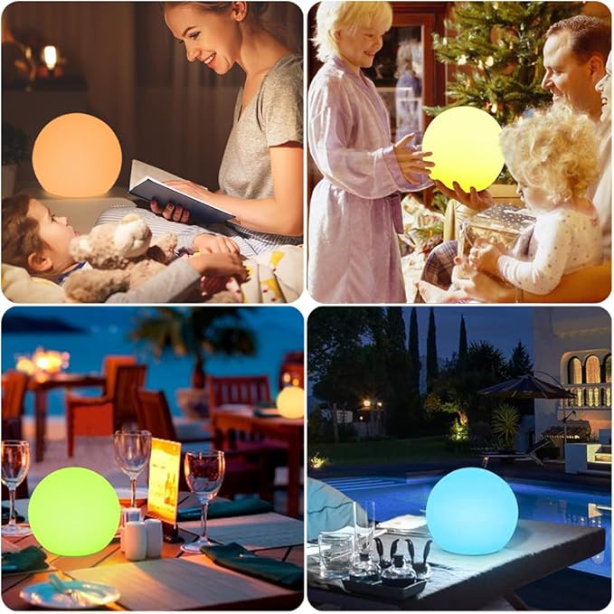 LED Glowing Ball Light, 8-in RGB Color Changing LED Orb Night Light Mood Lamp - Image 3