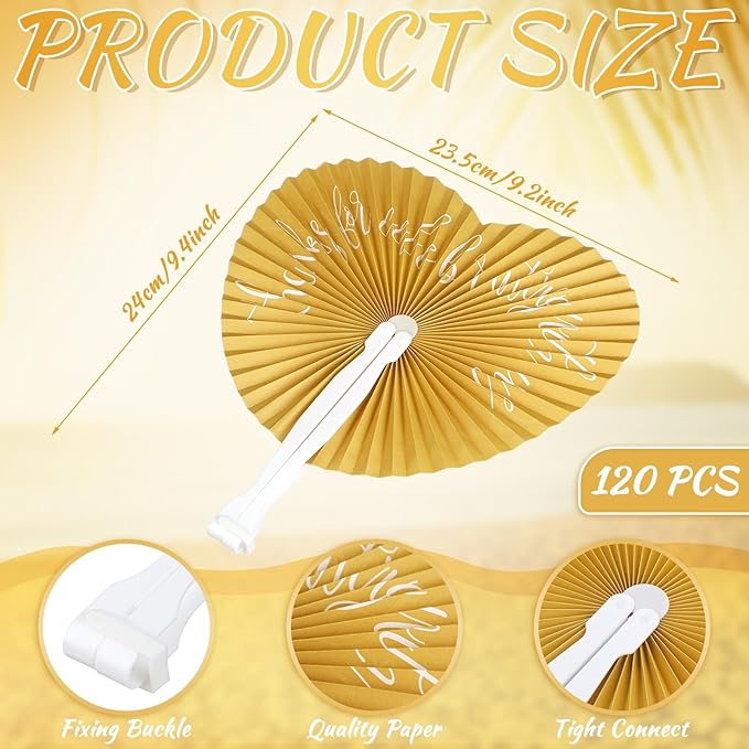 120 Pieces Paper Hand Held Fan Bulk Paper Folding Fans - Image 3