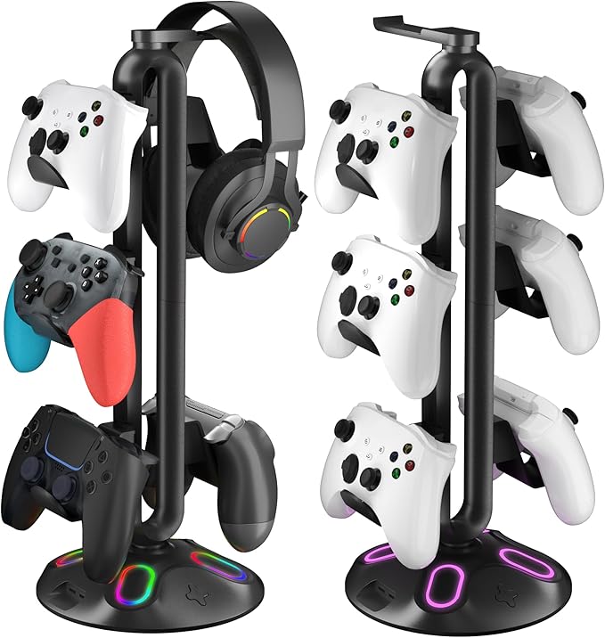 Gaming RGB Headphone Stand, Controller Holder by ArtandGame