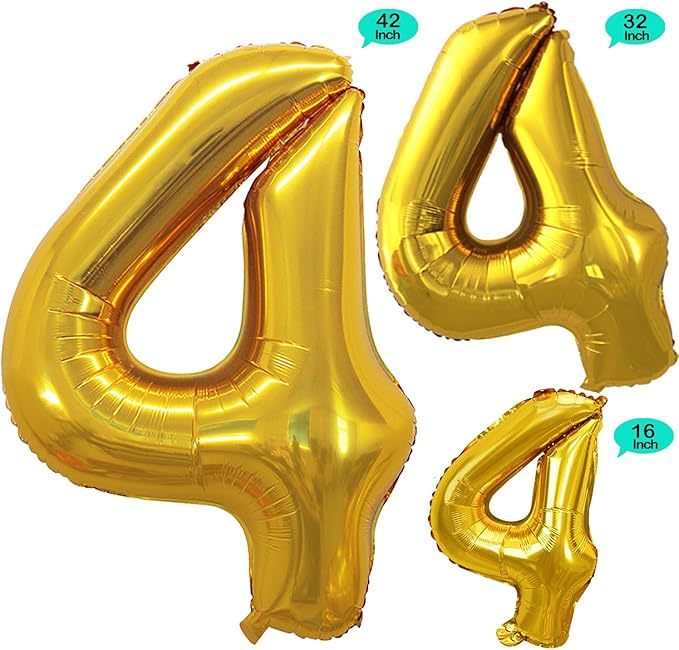 GOER Gold Foil Balloons Number 4, Huge Number Balloons - Image 2