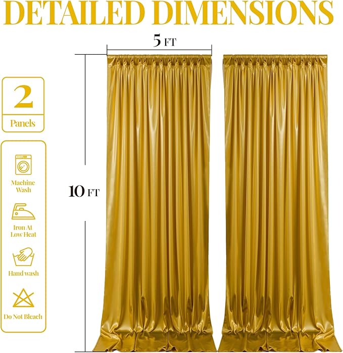 10x10 ft Dark Gold Glitter Backdrop Curtain - Image 8