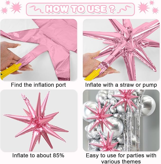 Pink Black Star Balloons - Image 2