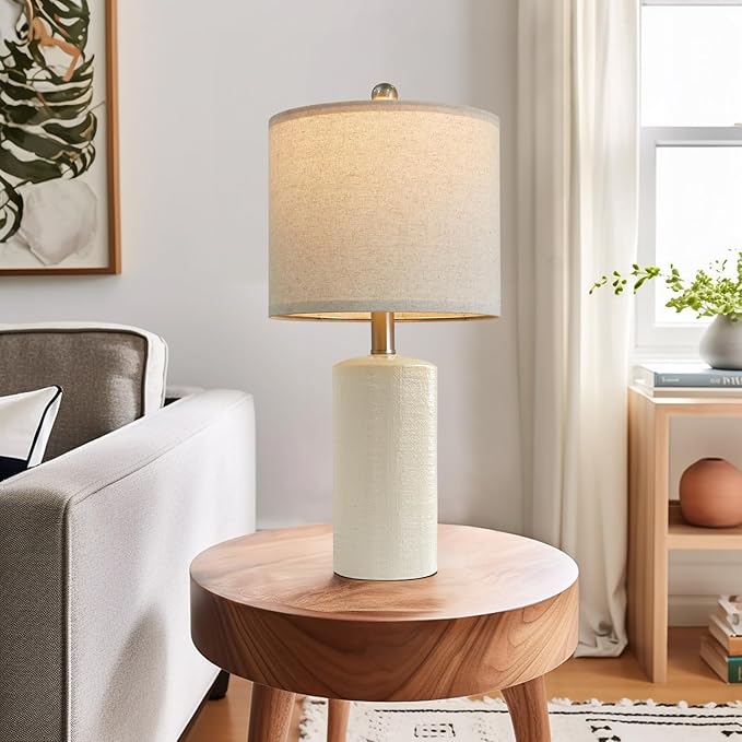 20.25" Small Single Table Lamp for Bedroom Modern Ceramic Nightstand Lamp - Image 7