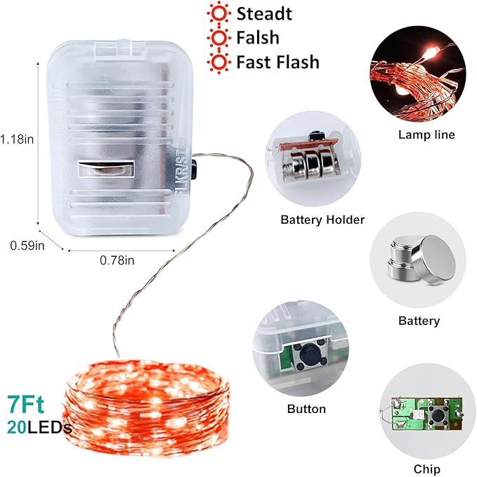 Orange Led Fairy Lights Battery Operated - Image 7
