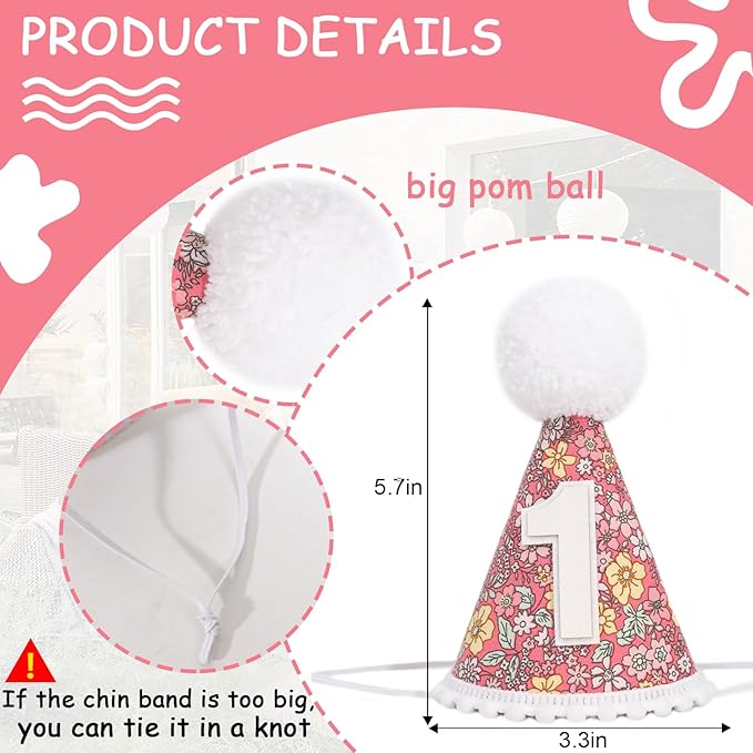 WAUAO Floral 1st Birthday Hat - Image 2
