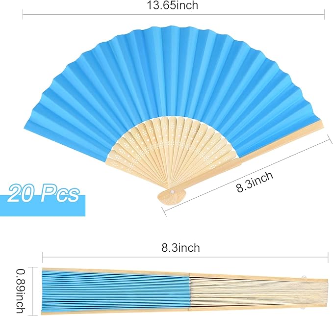 FEPITO 20 Pcs Handheld Paper Fan Paper Folding Fans - Image 2