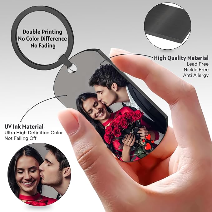 Custom Keychain with picture Double-sided Personalized Your Photo/Text/Icon - Image 2